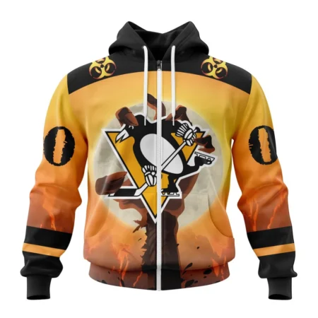 NHL Personalized Name And Number, Pittsburgh Penguins Special Zombie Design For Halloween,QTNHL Personalized Name And Number,080524B1932