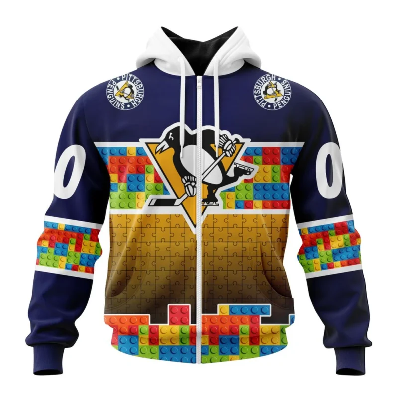 NHL Personalized Name And Number, Pittsburgh Penguins Special Autism Awareness Design ,QTNHL Personalized Name And Number,080524B2232