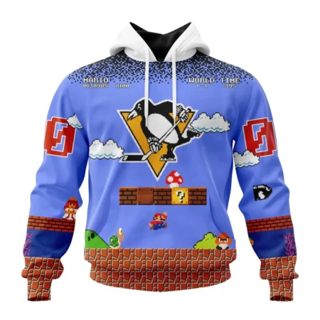 NHL Pittsburgh Penguins Special Kits With Super Mario Game Design,QTNHL080524A2442