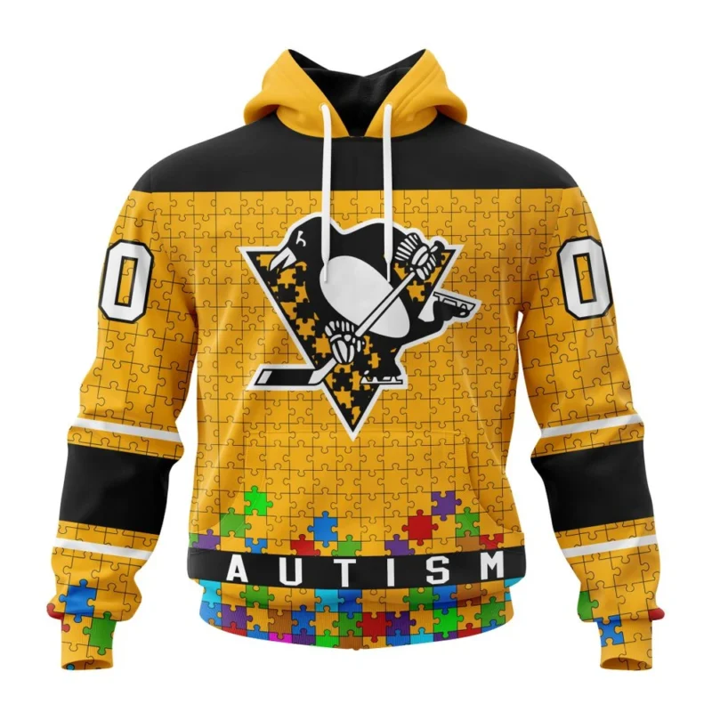 NHL Pittsburgh Penguins, Specialized Unisex Kits Hockey Fights Against Autism,QTNHL080524A2652