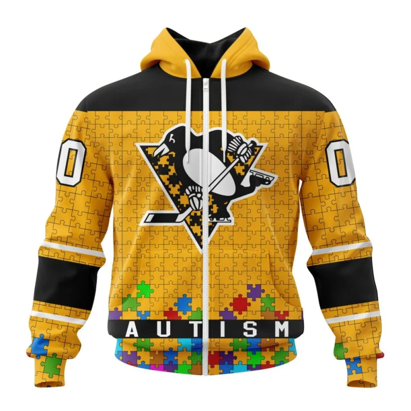 NHL Personalized Name And Number, Pittsburgh Penguins, Specialized Unisex Kits Hockey Fights Against Autism,QTNHL Personalized Name And Number,080524B2652