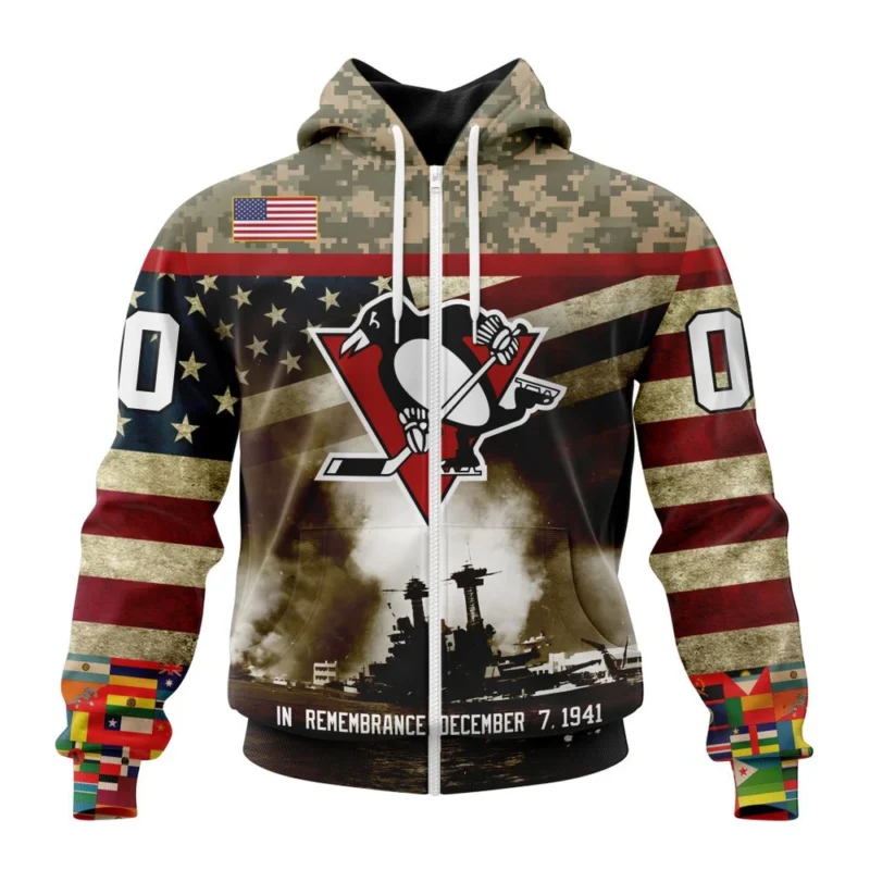 NHL Pittsburgh Penguins, Specialized Unisex Kits Remember Pearl Harbor,QTNHL 080524B2979