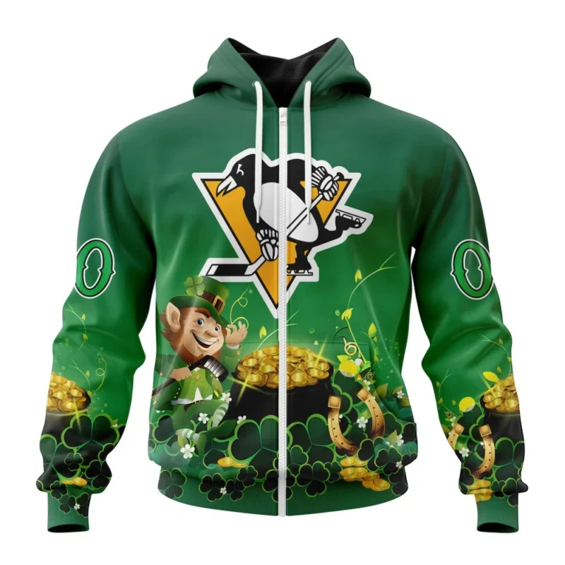 NHL Personalized Name And Number, Pittsburgh Penguins Special Design For St. Patrick' Day,QTNHL Personalized Name And Number,080524B894