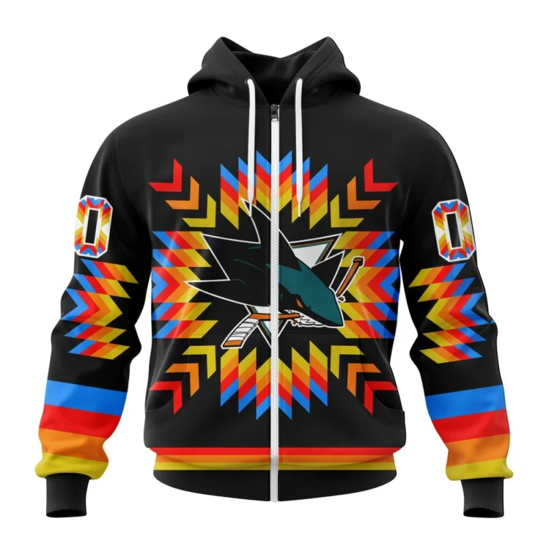 NHL Personalized Name And Number, San Jose Sharks Special Design With Native Pattern,QTNHL Personalized Name And Number,080524B1019