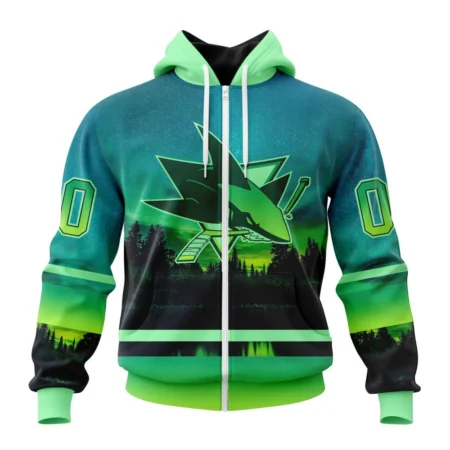 NHL Personalized Name And Number, San Jose Sharks Special Northern Lights Design,QTNHL Personalized Name And Number,080524B1371