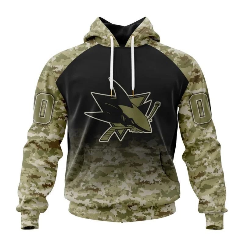 NHL San Jose Sharks Special Camo Design For Veterans Day,QTNHL080524A1771