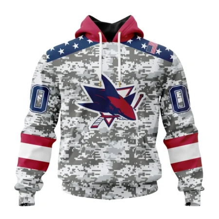 NHL San Jose Sharks Special Camo Design For Veterans Day,QTNHL080524A1798