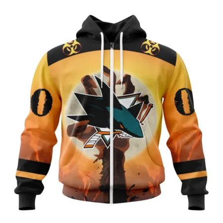 NHL Personalized Name And Number, San Jose Sharks Special Zombie Design For Halloween,QTNHL Personalized Name And Number,080524B1931