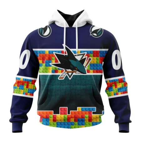 NHL San Jose Sharks Special Autism Awareness Design ,QTNHL080524A2231