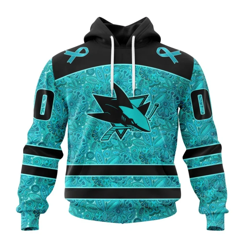 NHL San Jose Sharks Special Design Fight Ovarian Cancer,QTNHL080524A2411