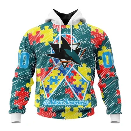 NHL San Jose Sharks Special Autism Awareness Design,QTNHL080524A2467