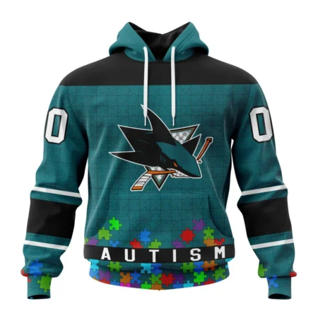 NHL San Jose Sharks, Specialized Unisex Kits Hockey Fights Against Autism,QTNHL080524A2651