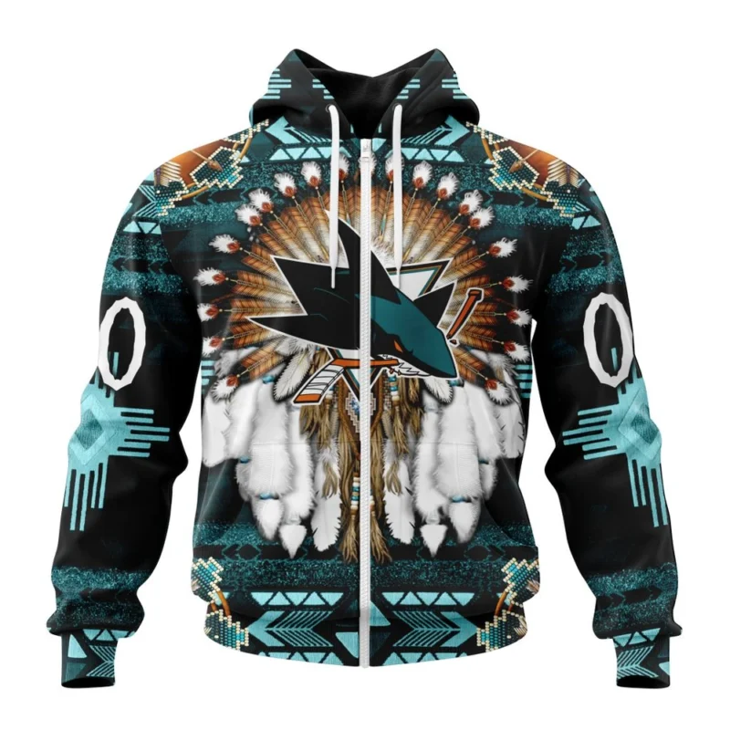 NHL Personalized Name And Number, San Jose Sharks Special Native Costume Design,QTNHL Personalized Name And Number,080524B296