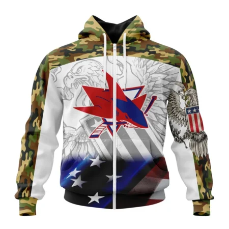 NHL San Jose Sharks, Specialized Design With Our America Flag And Our America Eagle,QTNHL 080524B3440