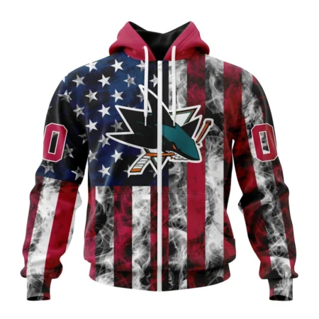 NHL Personalized Name And Number, San Jose Sharks Special Design For Independence Day The Fourth Of July,QTNHL Personalized Name And Number,080524B481