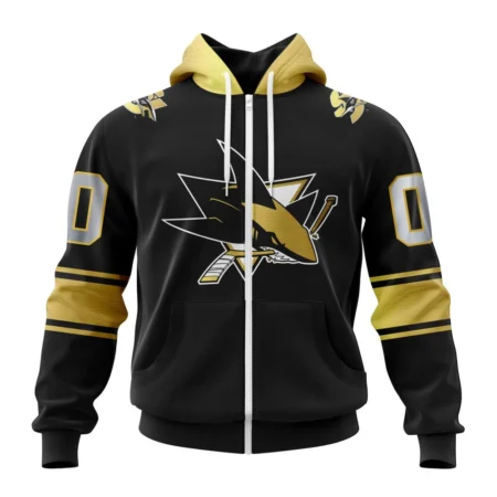 NHL Personalized Name And Number, San Jose Sharks Special Black And Gold Design,QTNHL Personalized Name And Number,080524B763