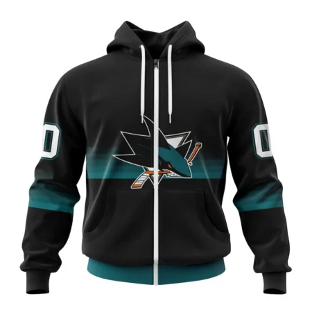 NHL Personalized Name And Number, San Jose Sharks Special Black And Gradient Design,QTNHL Personalized Name And Number,080524B88