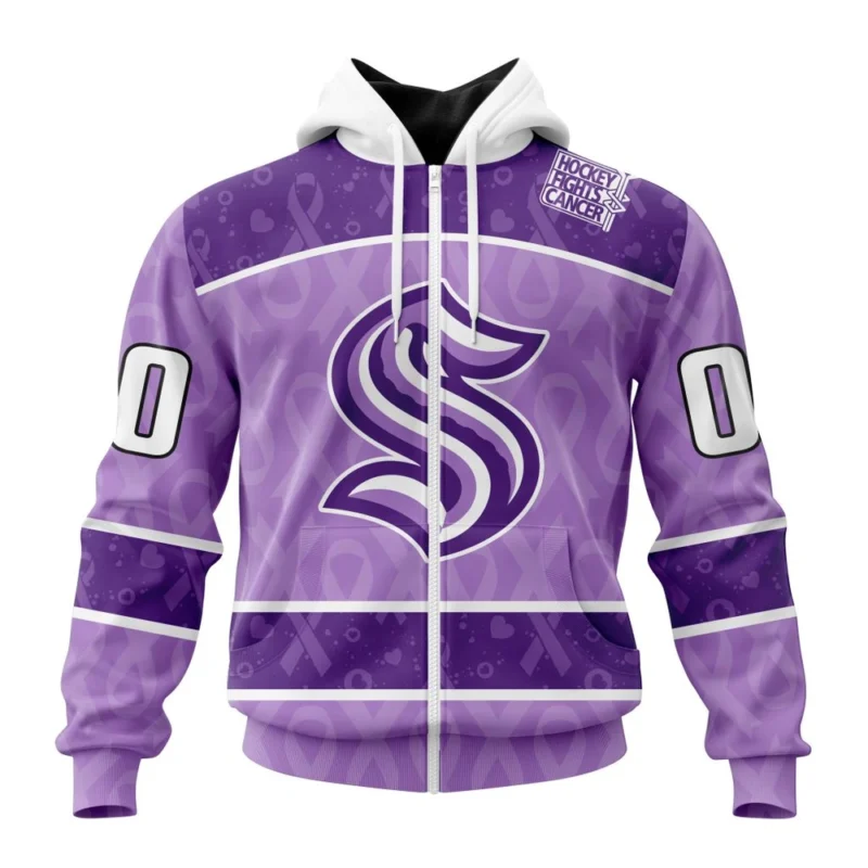 NHL Personalized Name And Number, Seattle Kraken New Lavender Hockey Fight Cancer,QTNHL Personalized Name And Number,080524B1476