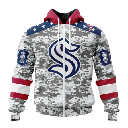 NHL Personalized Name And Number, Seattle Kraken Special Camo Design For Veterans Day,QTNHL Personalized Name And Number,080524B1797