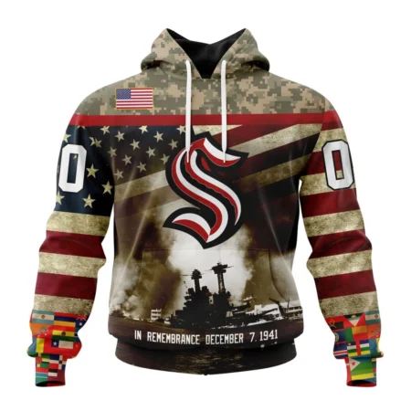 NHL Seattle Kraken, Specialized Unisex Kits Remember Pearl Harbor,QTNHL080524A2977