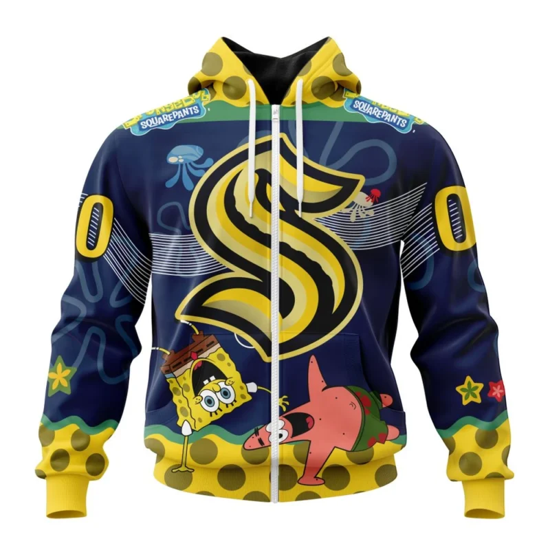 NHL Seattle Kraken, Specialized Jersey With Spongebob,QTNHL 080524B3316