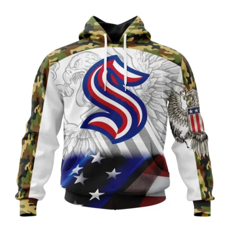 NHL Seattle Kraken, Specialized Design With Our America Flag And Our America Eagle,QTNHL080524A3439