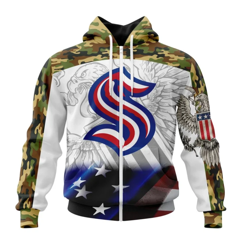 NHL Seattle Kraken, Specialized Design With Our America Flag And Our America Eagle,QTNHL 080524B3439