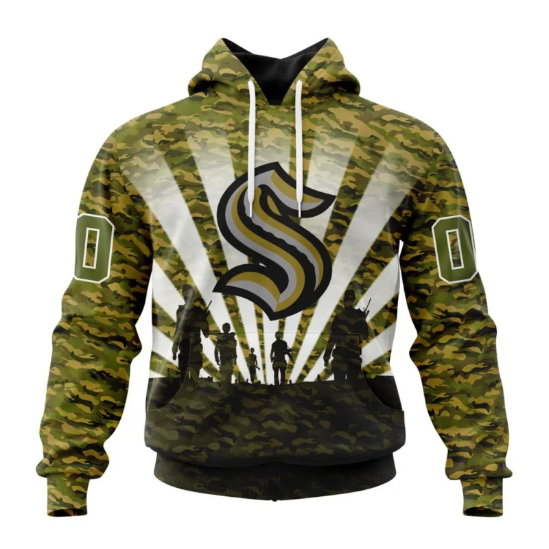 NHL Seattle Kraken Special Military Camo Kits For Veterans Day And Rememberance Day,QTNHL080524A3478