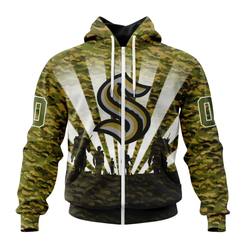 NHL Seattle Kraken Special Military Camo Kits For Veterans Day And Rememberance Day,QTNHL 080524B3478