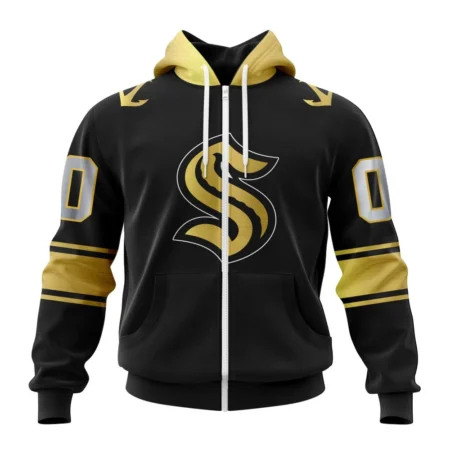 NHL Personalized Name And Number, Seattle Kraken Special Black And Gold Design,QTNHL Personalized Name And Number,080524B762