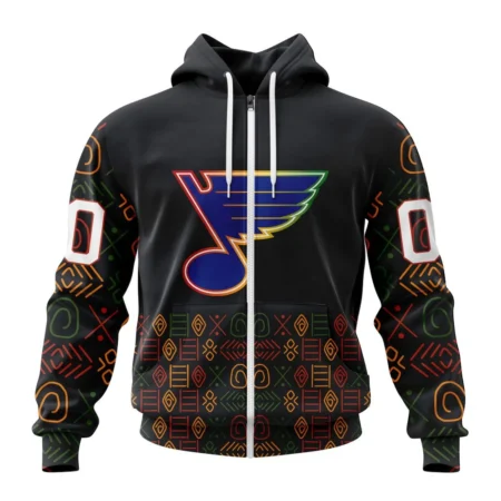 NHL Personalized Name And Number, St. Louis Blues Special Design For Black History Month,QTNHL Personalized Name And Number,080524B1049