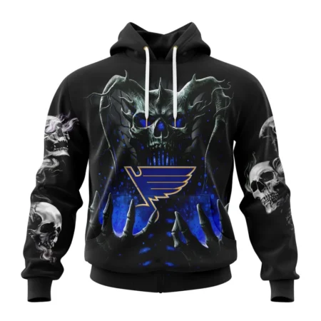 NHL St. Louis Blues Special Skull Art Design,QTNHL080524A1205