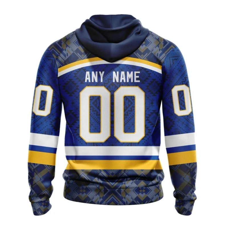 NHL Personalized Name And Number, St. Louis Blues Special Design With Native Pattern,QTNHL Personalized Name And Number,080524B1295