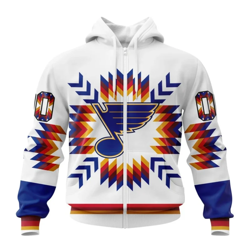 NHL Personalized Name And Number, St. Louis Blues Special Design With Native Pattern,QTNHL Personalized Name And Number,080524B1572