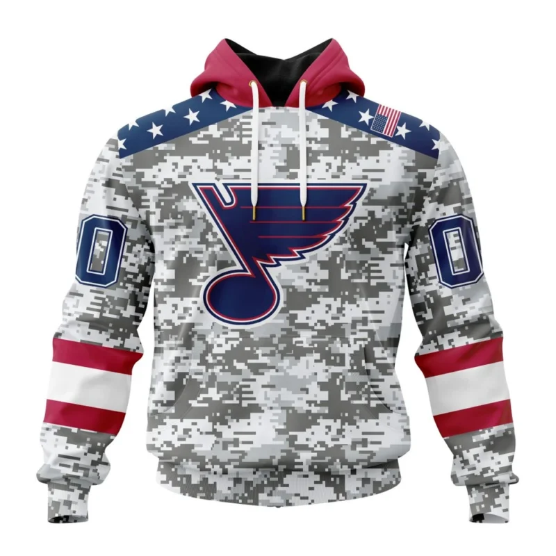 NHL St. Louis Blues Special Camo Design For Veterans Day,QTNHL080524A1796