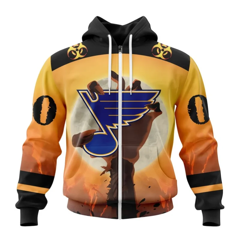 NHL Personalized Name And Number, St. Louis Blues Special Zombie Design For Halloween,QTNHL Personalized Name And Number,080524B1929