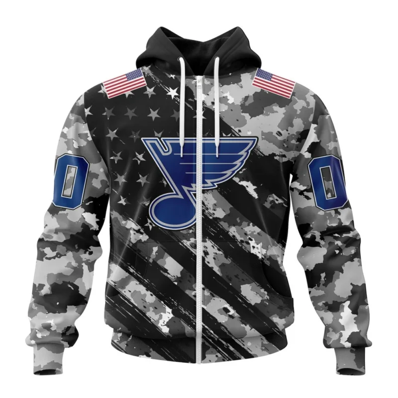 NHL Personalized Name And Number, St. Louis Blues Special Camo Military Design,QTNHL Personalized Name And Number,080524B2168