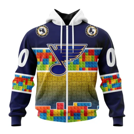 NHL Personalized Name And Number, St. Louis Blues Special Autism Awareness Design ,QTNHL Personalized Name And Number,080524B2229