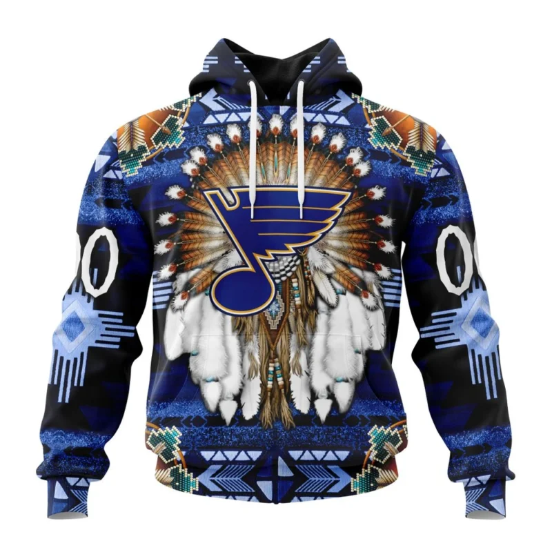 NHL St. Louis Blues Special Native Costume Design,QTNHL080524A2678