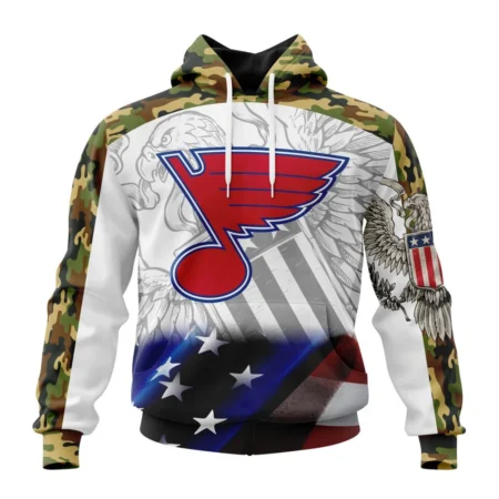 NHL St. Louis Blues, Specialized Design With Our America Flag And Our America Eagle,QTNHL080524A3438