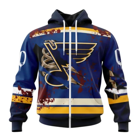 NHL St. Louis Blues, Specialized Design Jersey With Your Ribs For Halloween,QTNHL 080524B3496