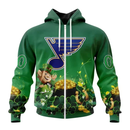 NHL Personalized Name And Number, St. Louis Blues Special Design For St. Patrick' Day,QTNHL Personalized Name And Number,080524B891