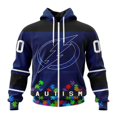 NHL Personalized Name And Number, Tampa Bay Lightning, Specialized Unisex Kits Hockey Fights Against Autism,QTNHL Personalized Name And Number,080524B2648