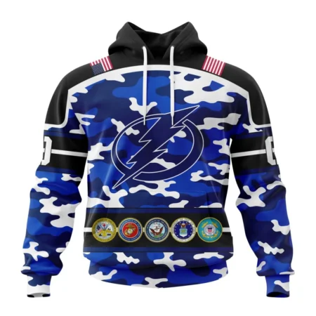 NHL Tampa Bay Lightning, Specialized Design Wih Camo Team Color And Military Force Logo,QTNHL080524A3524