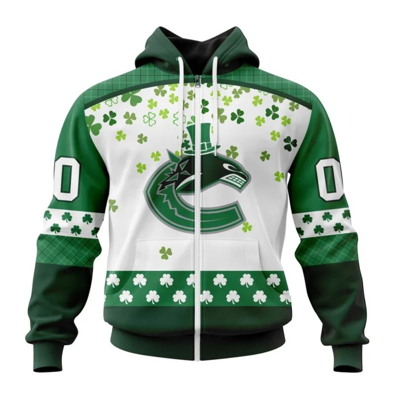 NHL Personalized Name And Number, Vancouver Canucks Special Design For St. Patrick Day,QTNHL Personalized Name And Number,080524B1233