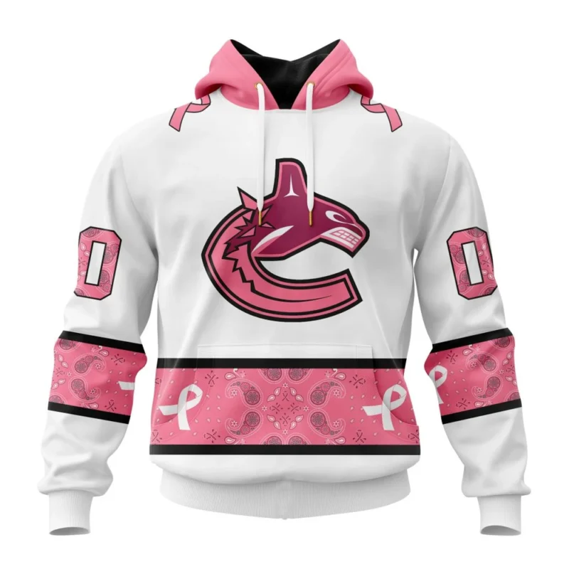 NHL Vancouver Canucks In Classic Style With Paisley, In October We Wear Pink Breast Cancer,QTNHL080524A1659