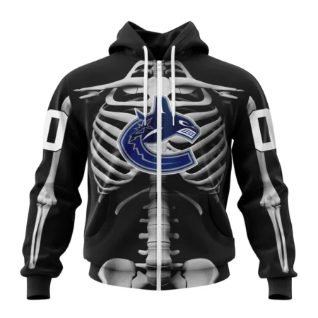 NHL Personalized Name And Number, Vancouver Canucks Special Skeleton Costume For Halloween,QTNHL Personalized Name And Number,080524B2015