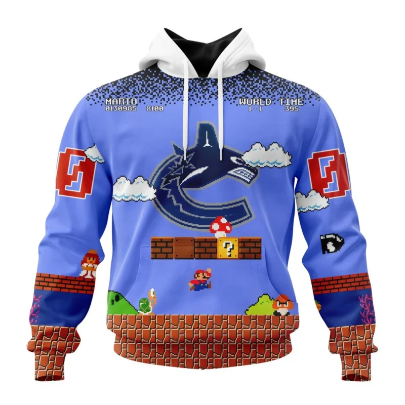 NHL Vancouver Canucks Special Kits With Super Mario Game Design,QTNHL080524A2438