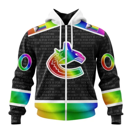 NHL Personalized Name And Number, Vancouver Canucks Special Pride Design Hockey Is For Everyone,QTNHL Personalized Name And Number,080524B2699