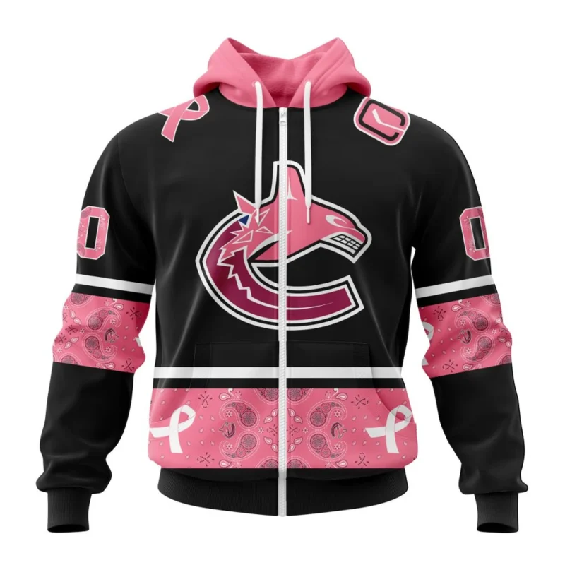 NHL Personalized Name And Number, Vancouver Canucks, Specialized Design In Classic Style With Paisley, In October We Wear Pink Breast Cancer,QTNHL Personalized Name And Number,080524B392